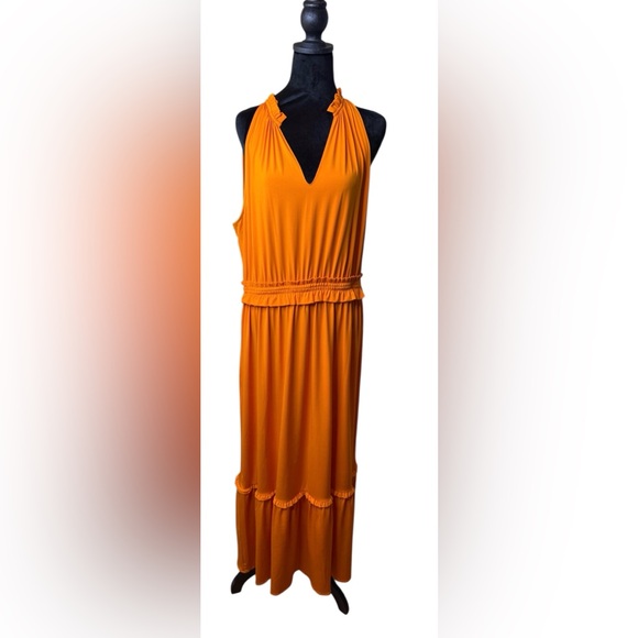 Karl Lagerfeld Paris XL Orange Sleeveless Dress - Picture 1 of 14